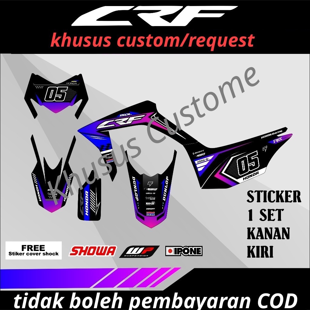 CRF 150 L KHUSUS CUSTOM Striping Sticker Variasi Motor Honda CRF 150 L  Stiker List Semi Full Body O