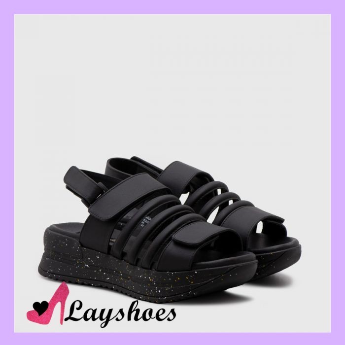 LAYSHOES FASHION KOREA STYLE Lobosa Platform Strap Black - Sendal Wanita