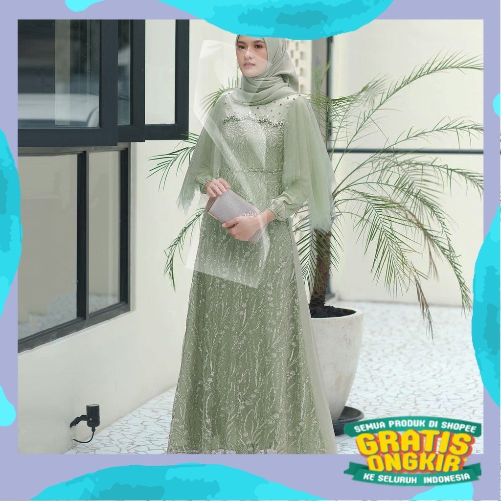 READY JUMBO DAN ALLSIZE | BISA COD MAXI DRESS GAMIS BROKAT LUNA DRESS BRUKAT TULLE KEKINIAN OUTFIT P
