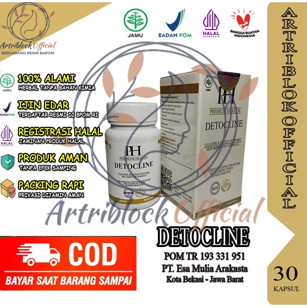 Detocline 100% Asli Herbal Original Obat Penghilang Parasit Ampuh Resmi BPOM Original Quality