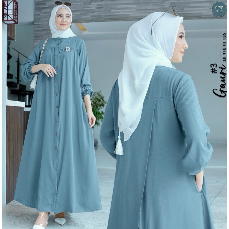 gamis crinkle model baru GAURI Maxi dress baju gamis terbaru viral kekinian dan fashionable