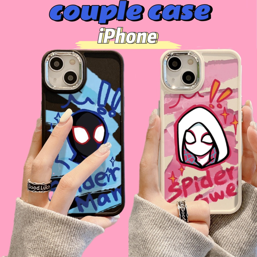 【Case Spiderman Couple】Case Spiderman IPhone Couple Casing Hp for IPhone 15 14 Plus 11 13 12 Pro Max