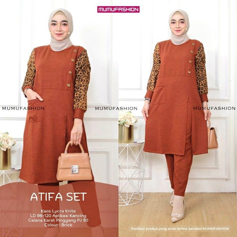 TKG - ATIFA ATARI SET Best Seller Setelan Celana Wanita Kaos Lycra Knit Modis Kekinian by Mumu Solo