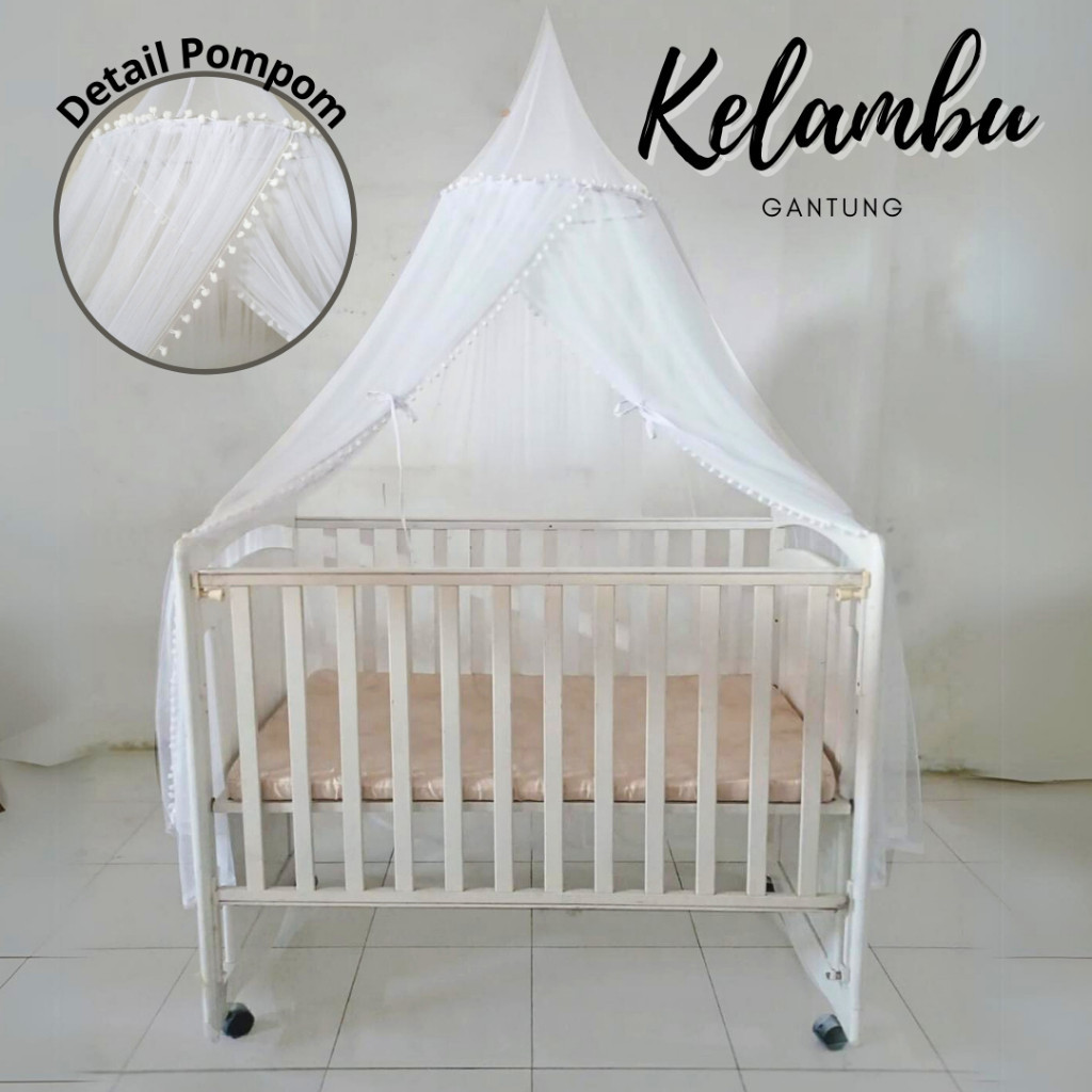 Kelambu Gantung Pompom Anti Nyamuk Box Bayi