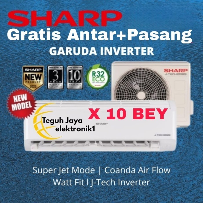 promo  spesial AC SHARP 1 PK J-TECH INVERTER Thailand/AH-X 10 ZY