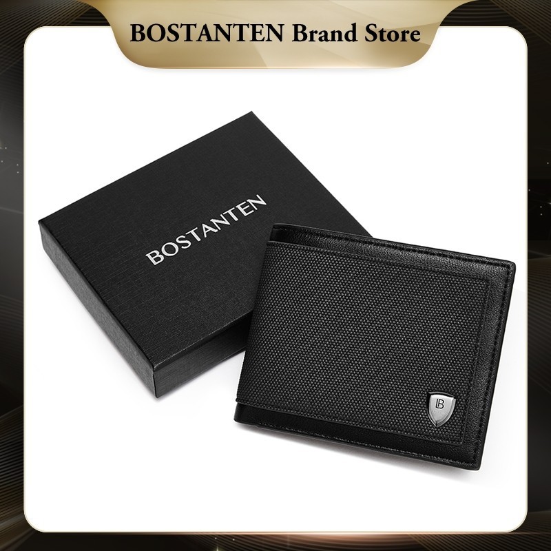 BOSTANTEN Dompet Pria Pendek Dompet Cowok Lipat Hitam/Gray -White/Biru