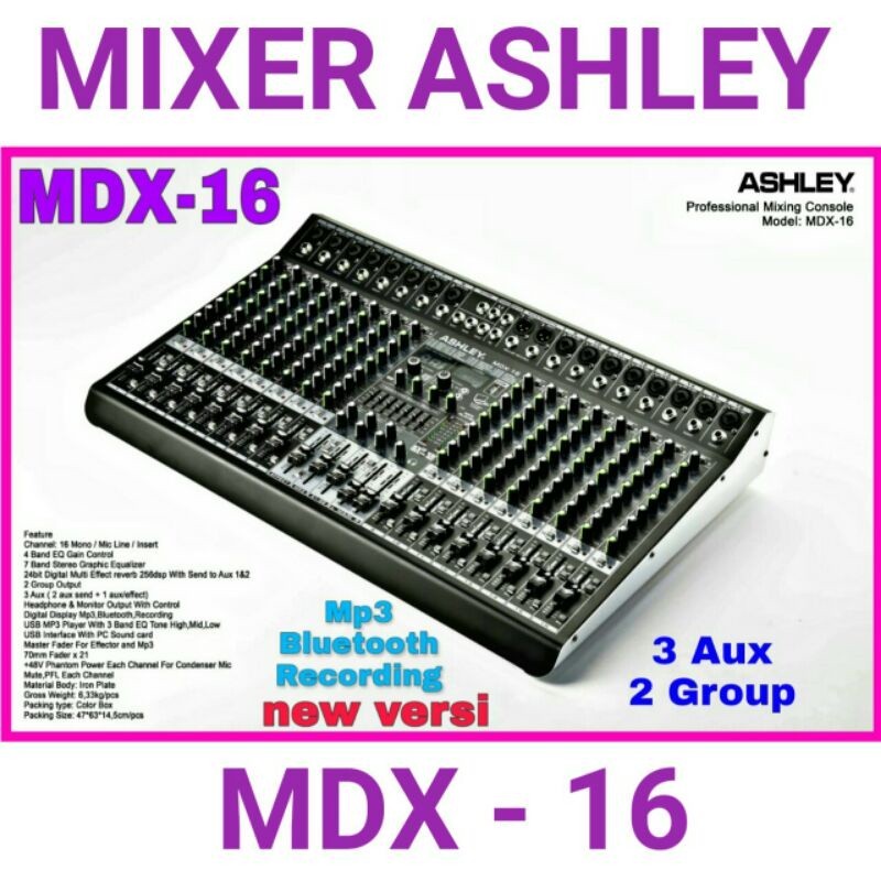 Mixer Ashley MDX16 Original Termurah 16 Chanel ashley mdx 16 mp3 Bluetooth pc Soundcard recording