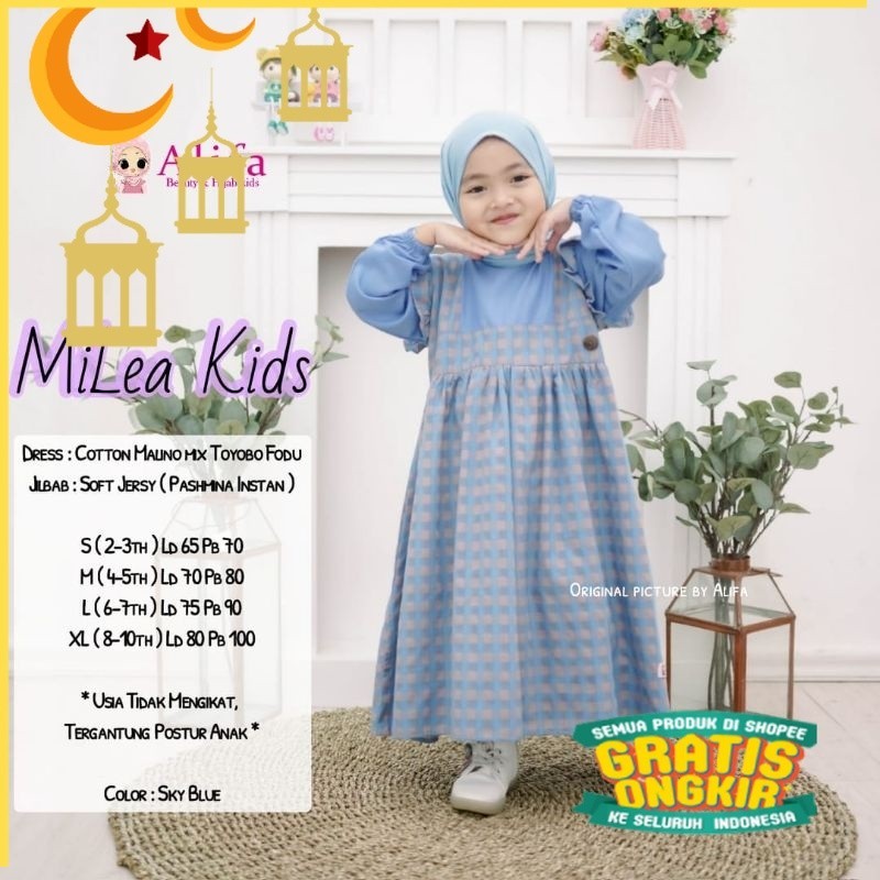 Gamis Lebaran Gamis Milea Kids By Alifa Dress Anak/Maron merah bata red anak tanggng
