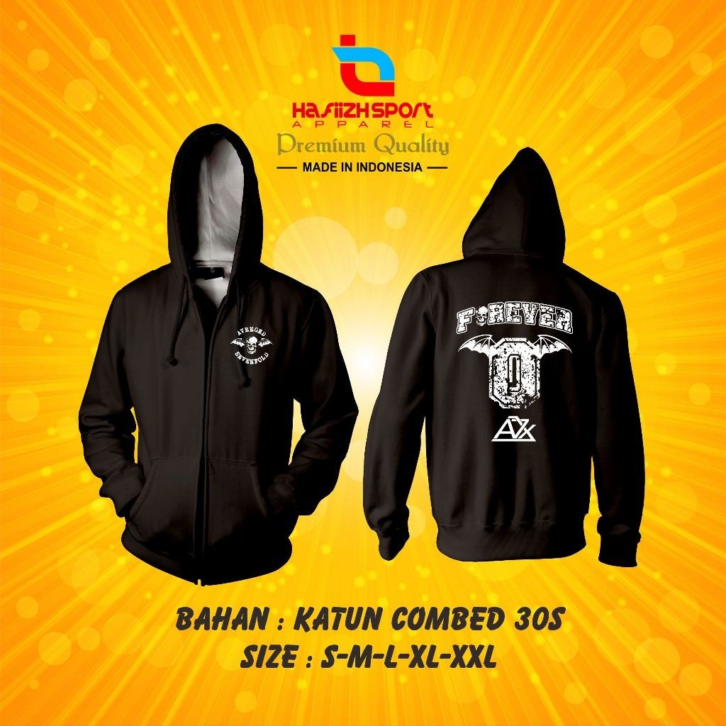 SWEATER HOODIE ZIPPER BAND AVENGED SEVENFOLD PREMIUM