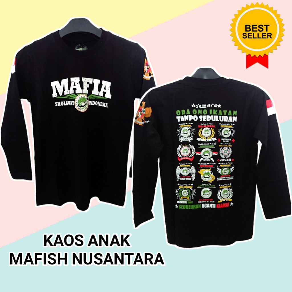 Kaos Mafia Sholawat Anak Anak  Lengan Panjang / Kaos Mafish Anak / Kaos Mafia Sholawat Anak / Kaos A