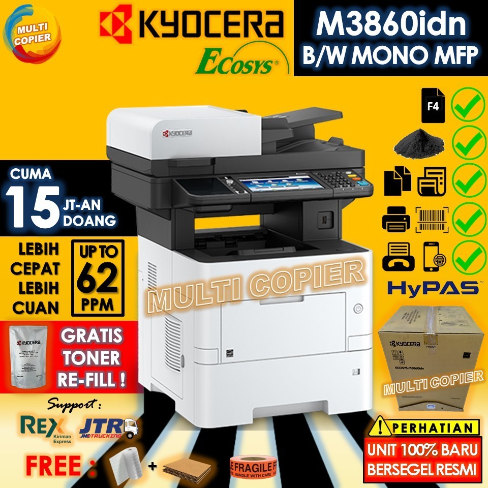 Mesin Fotocopy Kyocera Ecosys M3860Idn Printer Laser Jet Low Cost Copy Print Scan Duplex F4 62 Speed