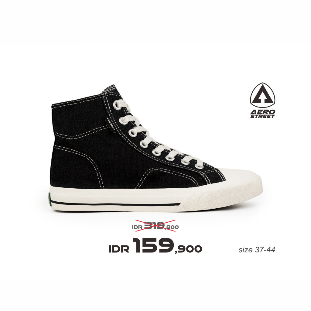Aerostreet 37-44 Jhosse Basic High Hitam natural - Sepatu Sneakers Casual Pria Wanita