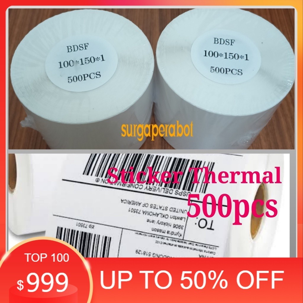 

Kertas Sticker Thermal Label Barcode 500 pcs 100x150 / 10x15 cm Stiker