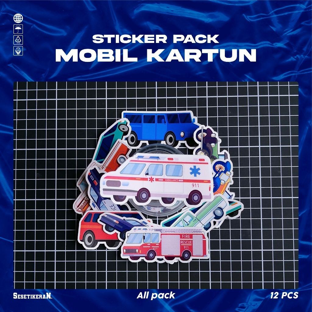 

COD✨ Sesetikeran Stiker Pack Mobil Kartun Lucu Colorfull Keren Untuk Koper Laptop Skateboard