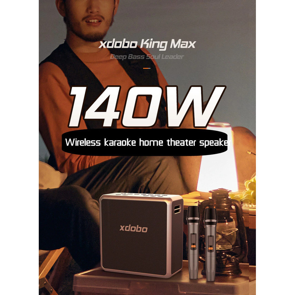 XDOBO KING MAX 140W Speaker Bluetooth Portable Speaker + 2 Mic