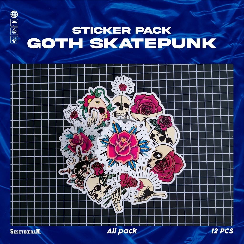 

COD✨ Sesetikeran Stiker Pack Goth Steampunk Rose Colorfull Keren Untuk Koper Laptop Skateboard