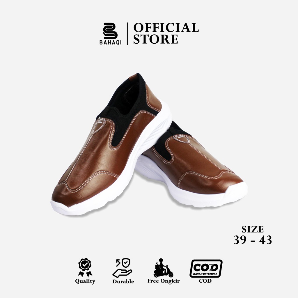 BAHAQI - Sepatu Sneakers Garnacho Casual Male Brown Round Toe Kasual Pria Shoes