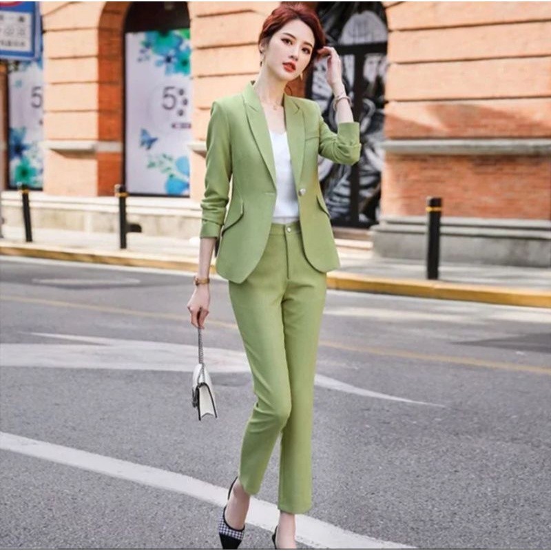 Setelan Jas Wanita Blazer Motif Terbaru/Setelan Jas Wanita Korea/Jas Wanita Blazer