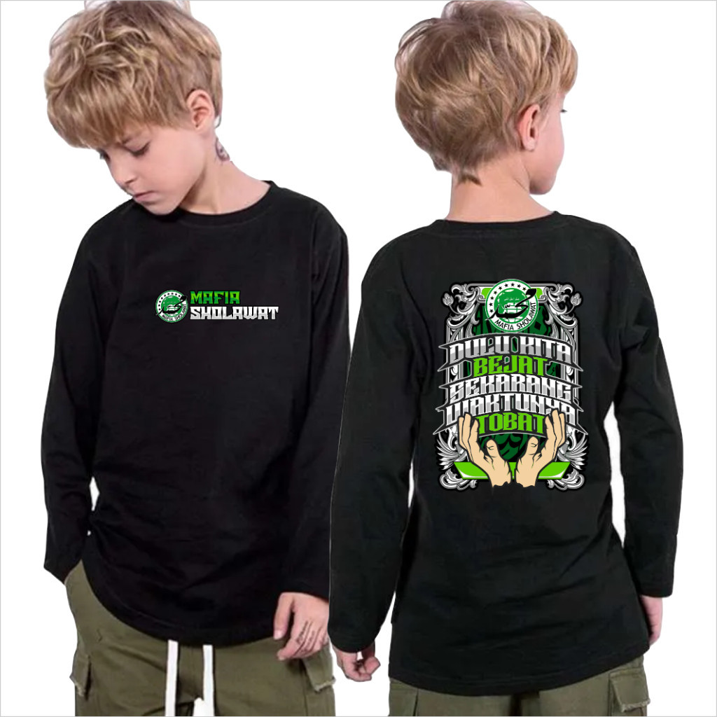 RESTOCK - BAJU KAOS ANAK LENGAN PANJANG MAFIA SHOLAWAT TOBAT KATUN DISTRO #