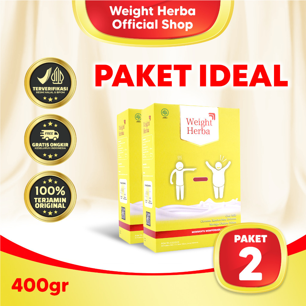 

[ PAKET IDEAL ] WEIGHT HERBA - SUSU PENAMBAH BERAT BADAN & PENAMBAH NAFSU MAKAN STABILKAN GULA DARAH TINGGI PROTEIN ISI 200gr Asli
