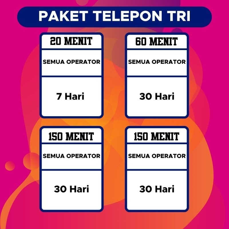 Paket Nelpon Tri Murah 7 hari 30 hari mengikuti masa aktif kartu