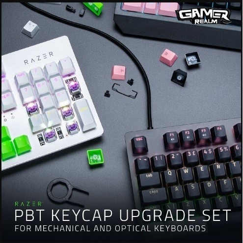 Razer PBT Keycaps for Mechanical Gaming Keyboard - Merah Muda