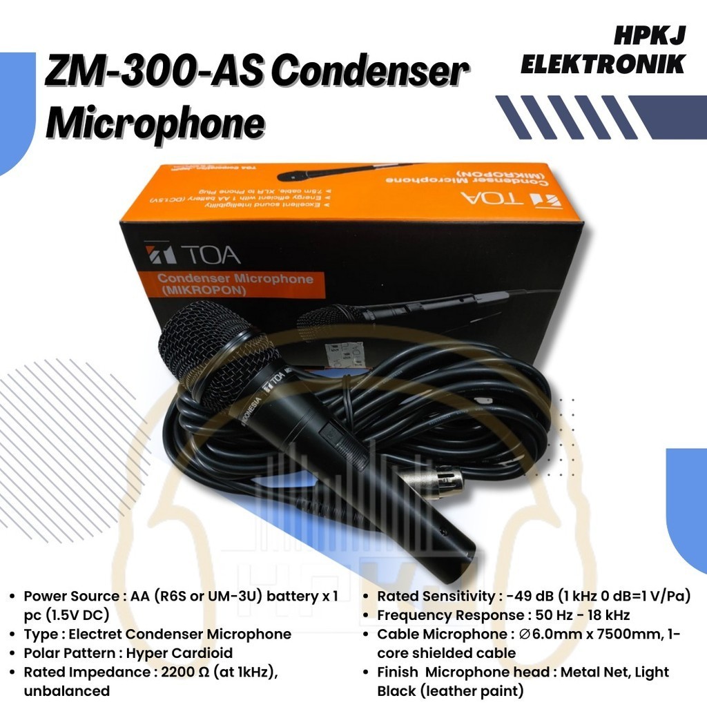MICROPHONE KABEL TOA ZM 300 MIC CONDENSER TOA ZM-300