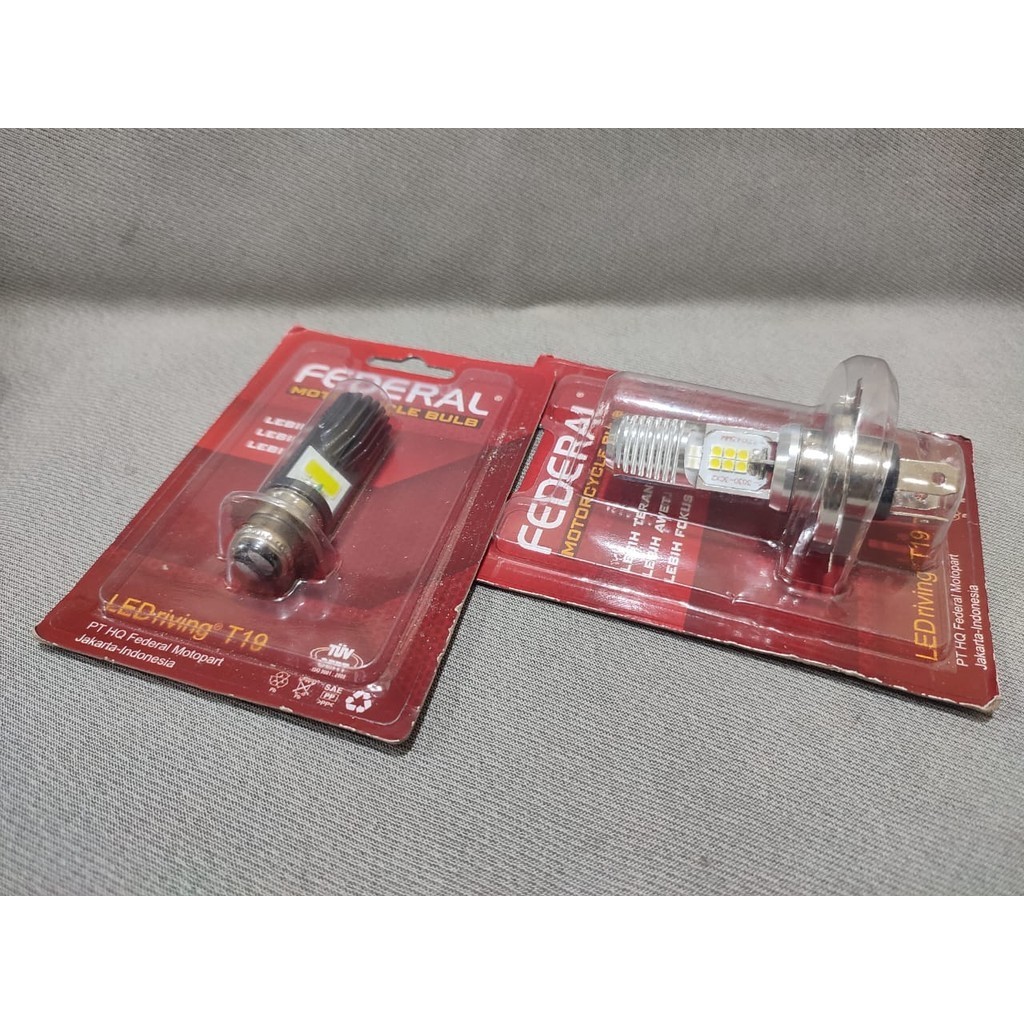 Lampu LED motor Federal LEDriving T19 H4 H6 motorcycle bulb putih terang