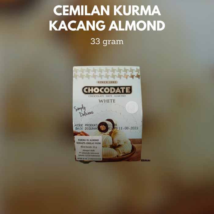 

Kacang Almond Berlapis Coklat Cemilan Kurma Real White