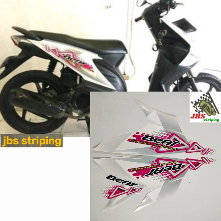 striping honda beat karbu 2011 putih stiker body list body standar stiker motor beat karbu