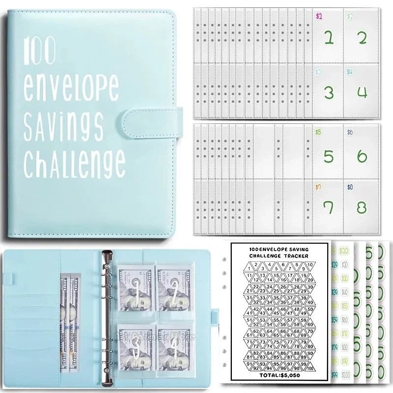 

100 Envelopes Money Saving Challenge Money Saver For Cash Cost Expense Organizer Notebook Account Books And Binder Pockets For