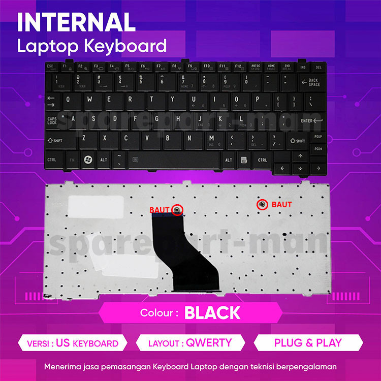 Keyboard Toshiba NB200 NB250 NB510 Hitam