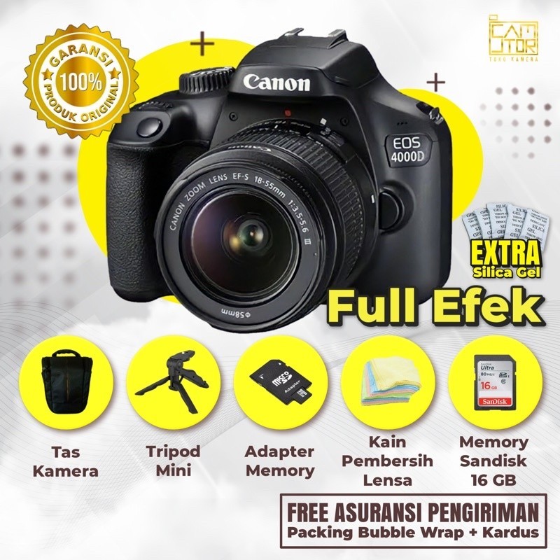 CANON 4000D UDAH WIFI LENSA KIT MULUS BANGET KAYAK BARU BONUS BANYAK