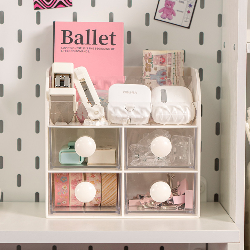 

OEM ODM kotak organizer penyimpanan desktop rumah tangga multifungsi organizer kosmetik makeup dengan laci dan partisi yang dapat dilepas