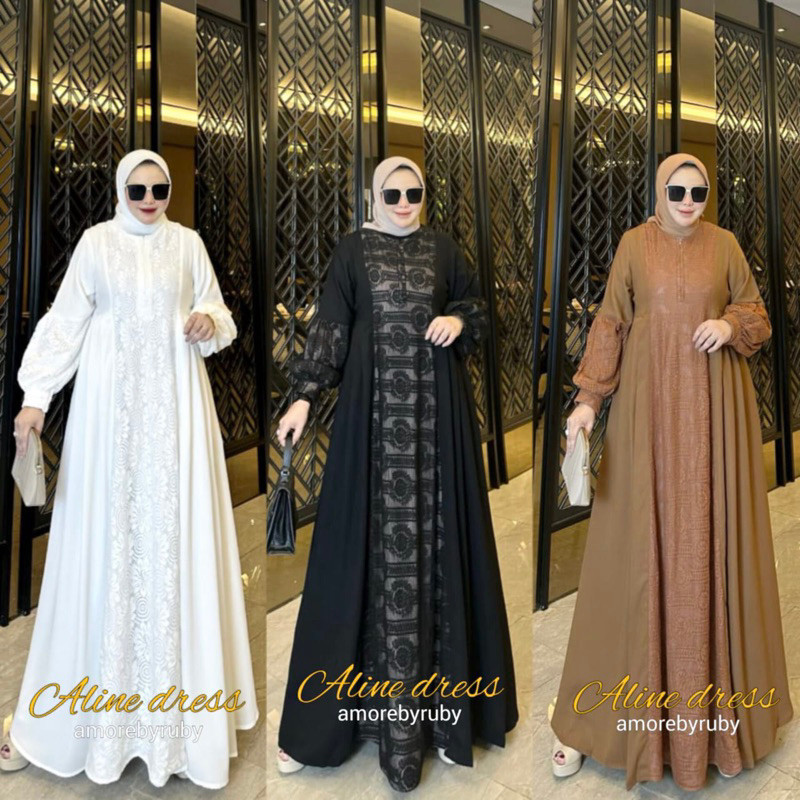 ALINE DRESS AMORE BY RUBY GAMIS BRUKAT TERBARU 2023 PREMIUM IMPORT PESTA KONDANGAN ELEGAN MEWAH COD 