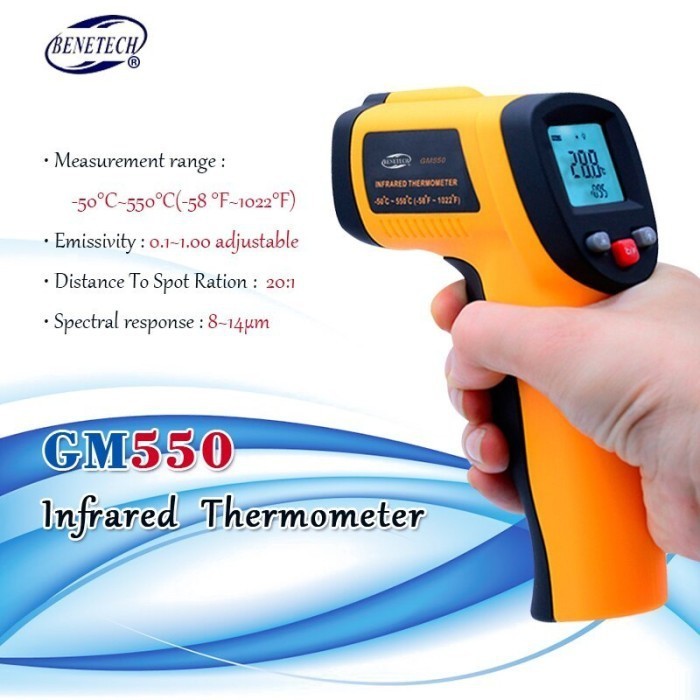 Benetech GM550 Infrared Thermometer ORIGINAL Termometer Gun Suhu Thermo Termometer Digital GM-550