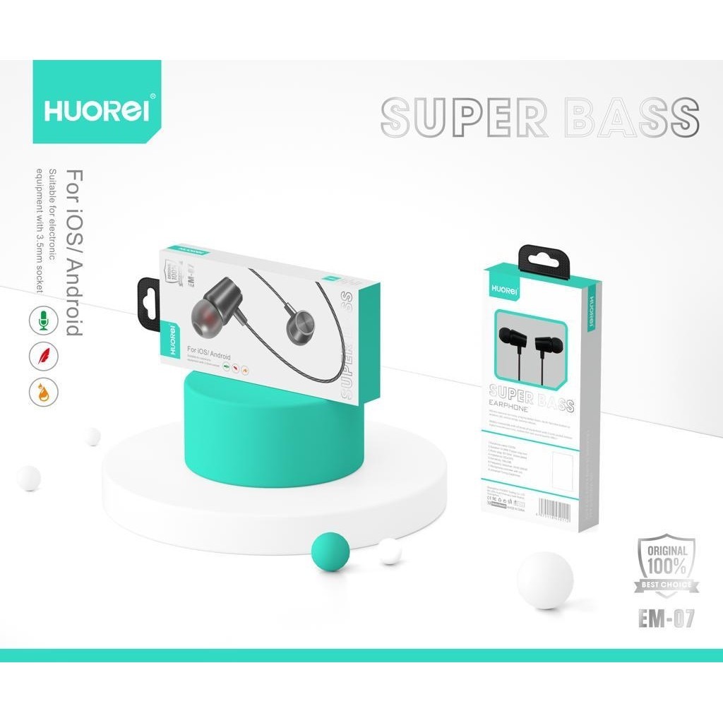 HUOREI EM-07 SUPER BASS EARPHONE WITH CONTROLLER AND MICROPHONE