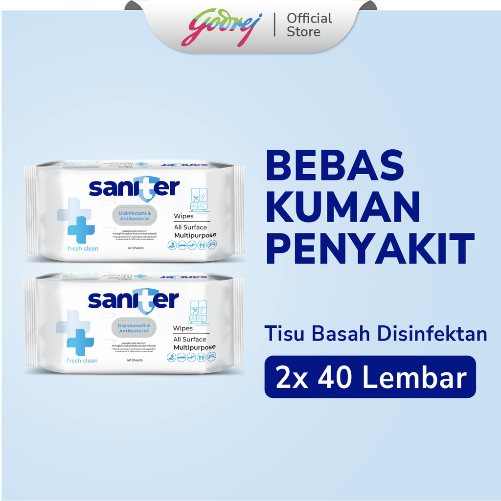 Saniter Surface Multipurpose Wipes 40`S x2 - Tisu Basah Antiseptik