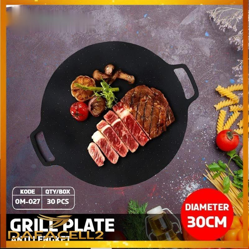 GRILL PLATE  /anti lengket omicko /multi grill pan Alat pemanggang / Tempat pemanggang bulat BBQ Pir