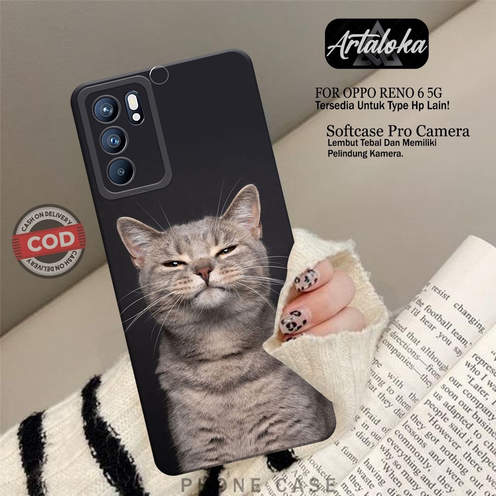 Softcase Hp Oppo Reno 6 5G Fashion Case Kucing Case Oppo Reno 6 5G Silikon TPU Pro Camera Casing Opp