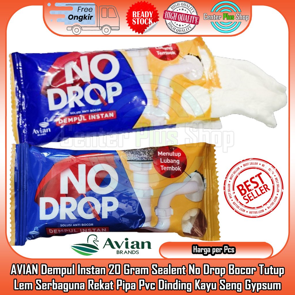AVIAN Dempul Instan 20 Gram Sealent No Drop Bocor Tutup Tambal Lubang Rusak Lem Rekat Pipa Pvc Dindi