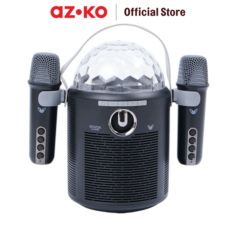 AZKO Sovox Speaker Karaoke Bluetooth Led 2 Mic Perangkat Elektronik Spiker Audio Electronic