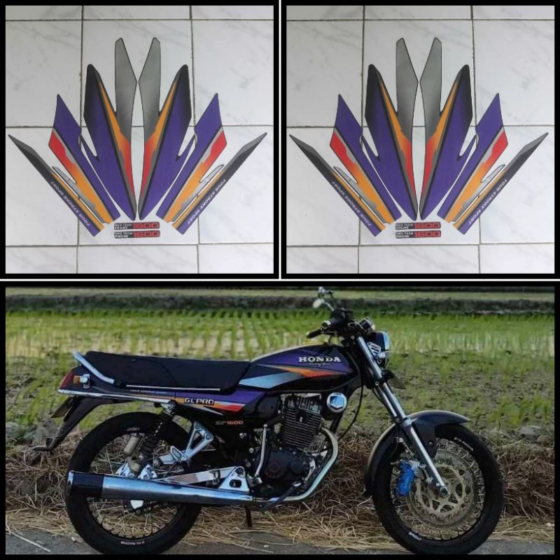 STIKER STRIPING LIS LES POLET PLAT PLISIR BODY MOTOR HONDA GL PRO 1997 NEOTECH ORANGE