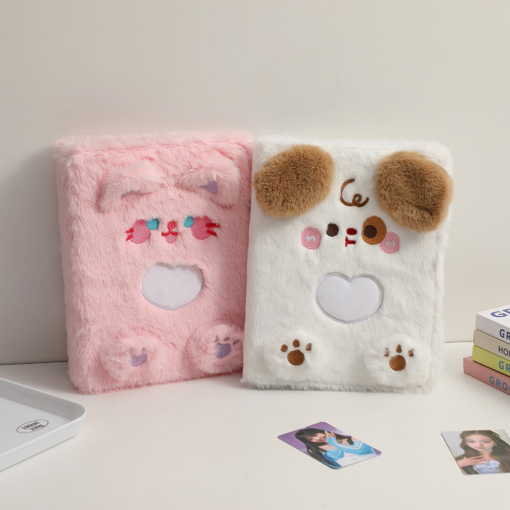 

A5 Korean Card Holder Album 3-inch Binder Photo Cute Puppy Cartoon Plush Album Student Star Chasing Card Storage Booklet