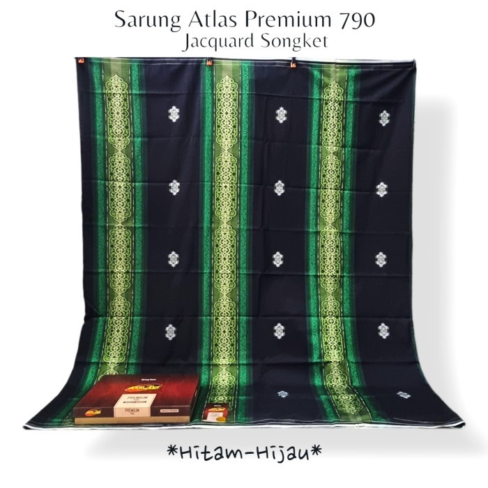 Sarung ATLAS Premium 790 Jacquard Songket / Atlas Sarung Premium Songket  ATLAS - hitam-hijau