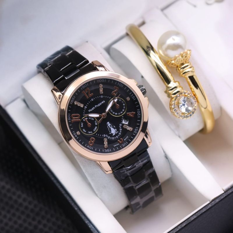 COD (TERBARU) JAM TANGAN WANITA HUSH PUPPIES 1152L PLUS GELANG FREE BOX || JAM TANGAN WANITA TERBARU