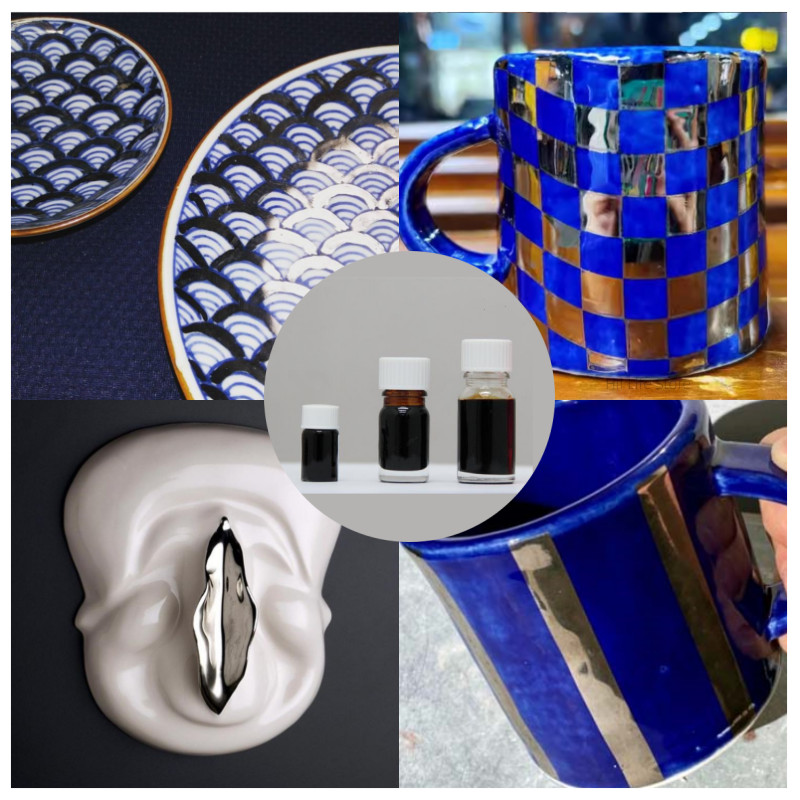 

Low Temperature Electric Kiln Ceramics White Gold Glaze on Color Du Gold Liquid Manual Pottery Craft Pottery Making Tools