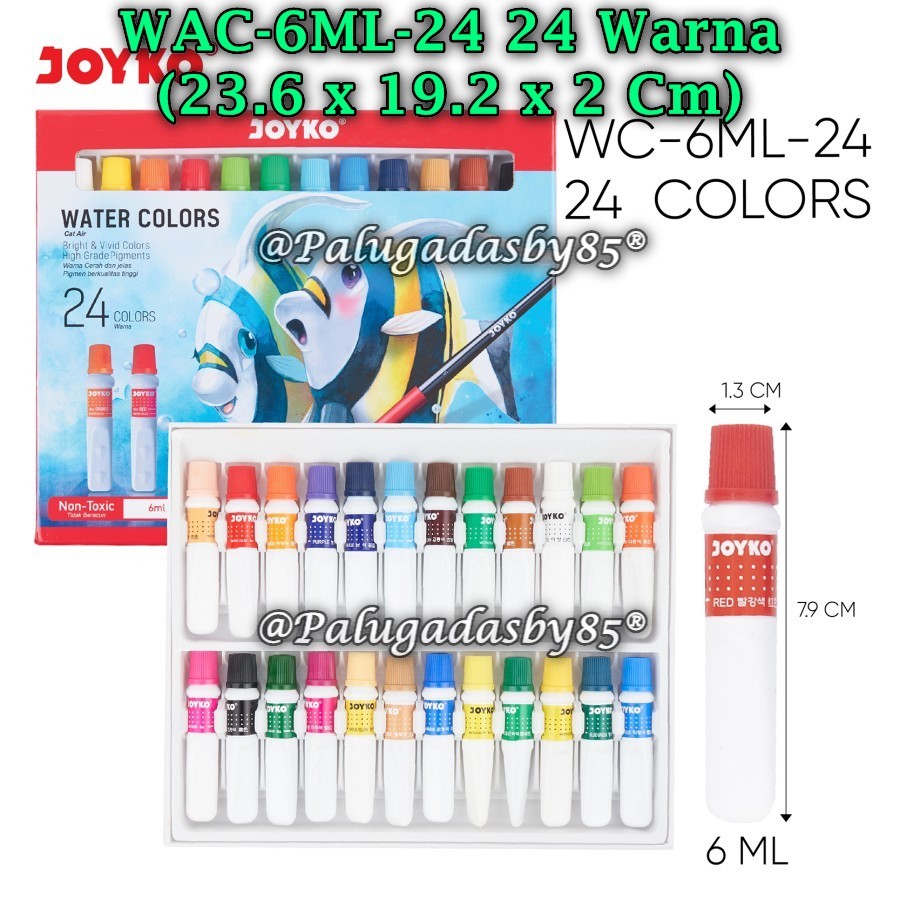 

(1 Set) GROSIR Cat Air JOYKO WAC-6ML-24 24 Warna / Cat Air Water Color Joyko WAC-6ML WAC-6