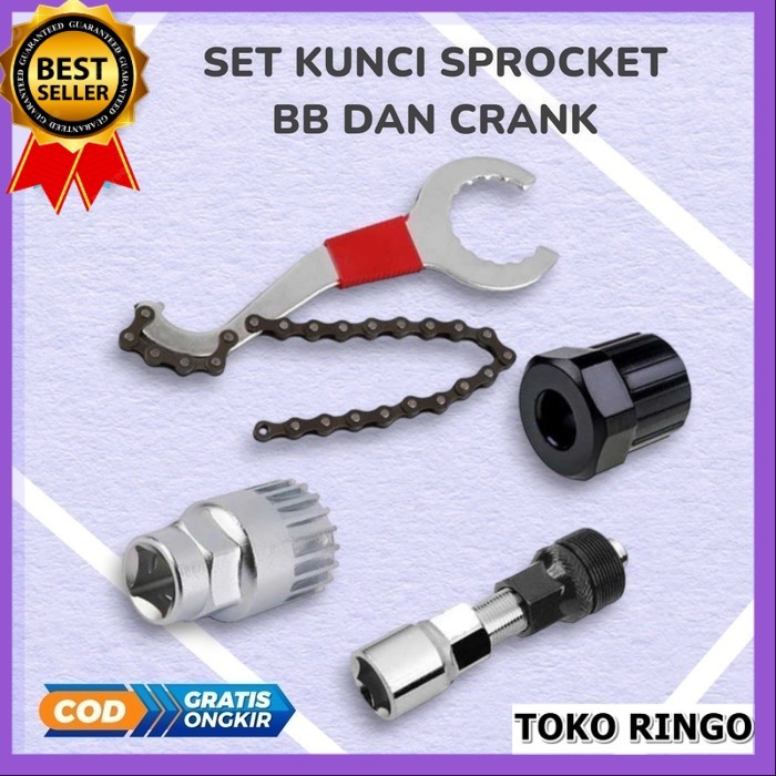 SET kunci pembuka crank sprocket bottom bracket pedal rantai sepeda BB 4 in 1 mtb lipat fixie anak r