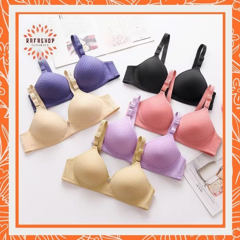 UNDR093 BRA big size pakaian dalam bra wanita jumbo ukuran besar busa tipis motif bintik airfree pus